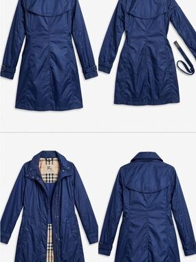 Burberry Navy Blue Trench Coat with Signature Check Lining